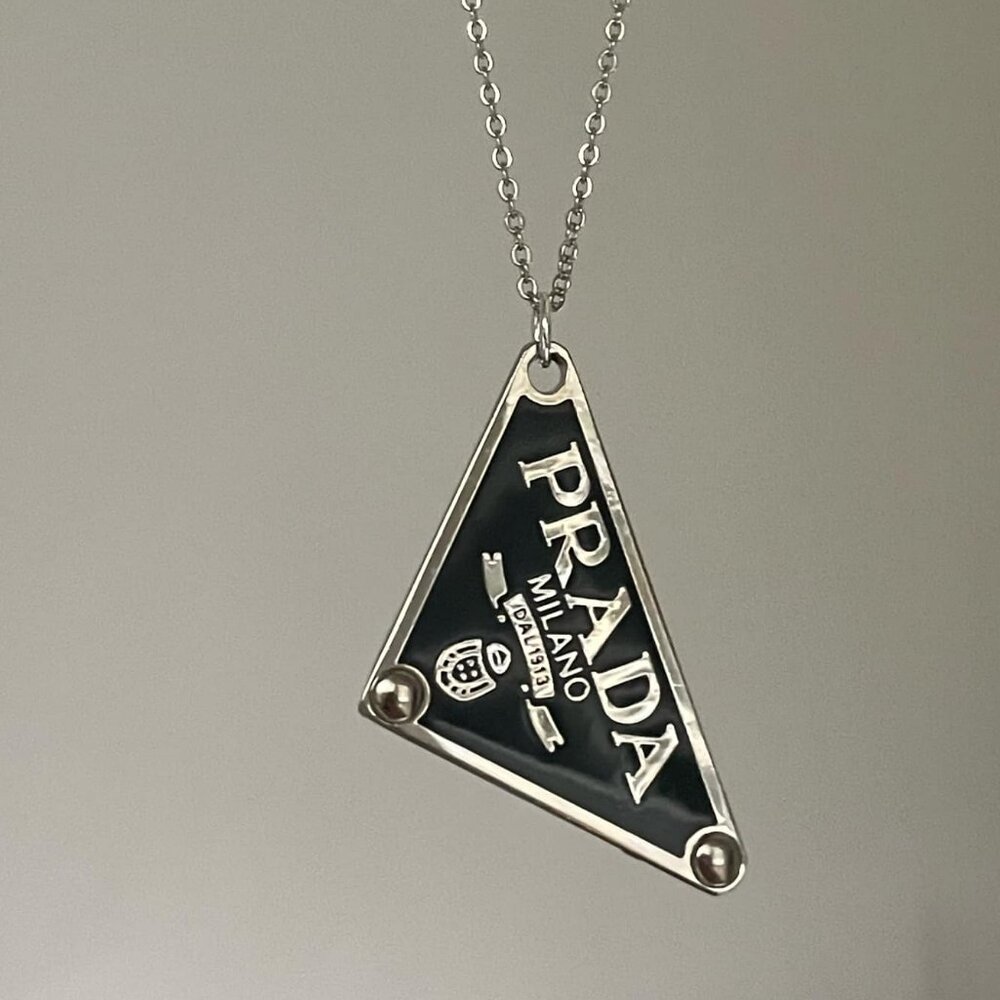 Prada Triangle Asymmetric Necklace
